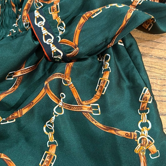 ZARA Emerald chain belt silky dress size XS - Picture 9 of 11